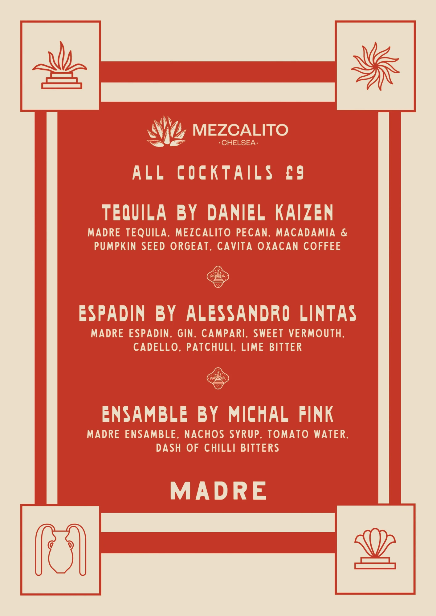Madre — Mezcalito Menu